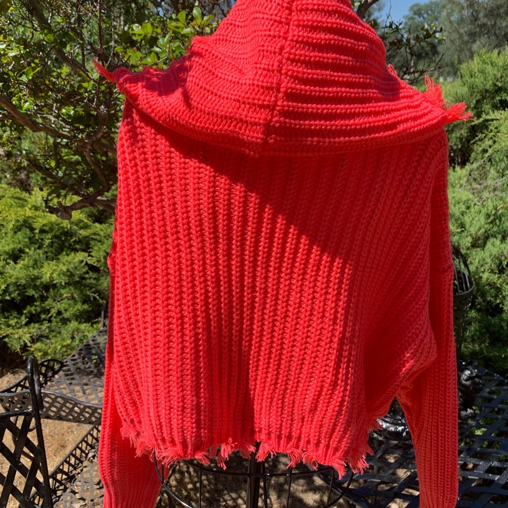 Settledown Chunky Knit orange zippered hoody Cardigan Sweater - Picture 9 of 11